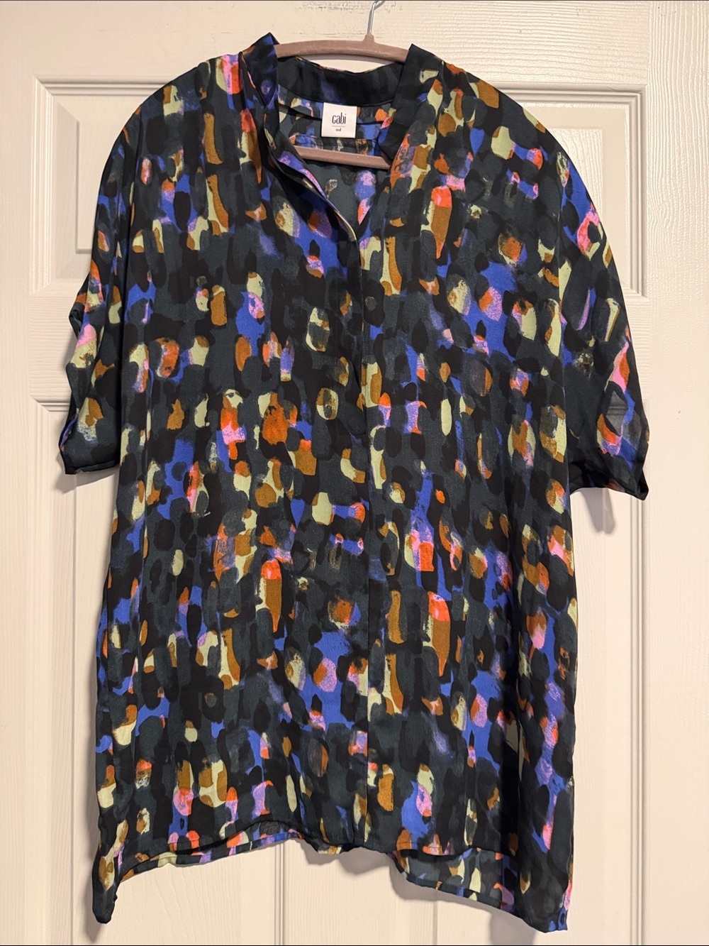 CAbi Black Multicolor Abstract Print Tunic